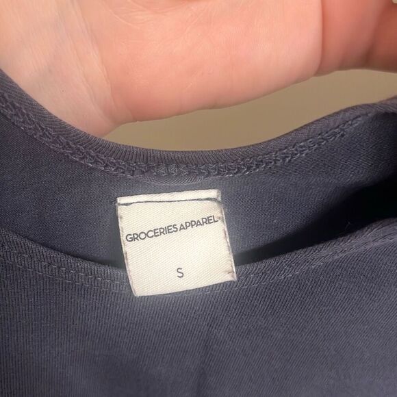 ✨Groceries Apparel Organic Cotton Grey/Blue Crop Sz Small T-Shirt✨ - Picture 7 of 9